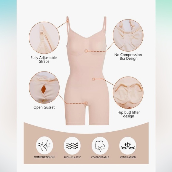 NWT SHAPERX Shapewear Bodysuit Tummy Control Body Shaper Seamless Sculpting - Picture 3 of 6